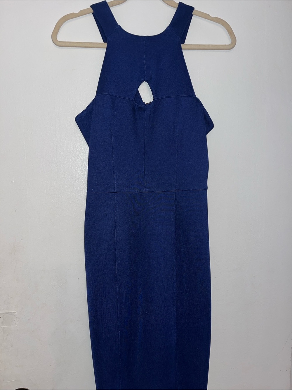 Burberry Navy Midi Dress with Front Keyhole